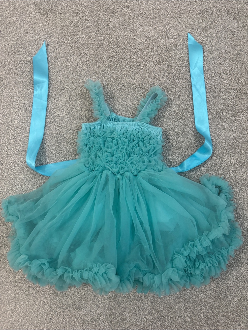Ruffle Butts Teal Layered Tulle Ruffle Dress